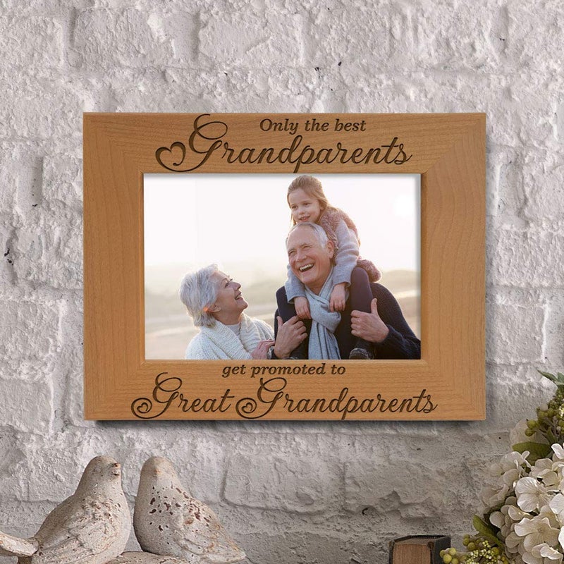 Kate Posh Only the Best Grandparents Promoted to Great Grandparents Engraved Natural Wood Picture Frame, Grandma Grandpa Gifts, Mother's Day, Father's Day (4" x 6" Horizontal) - Image 5